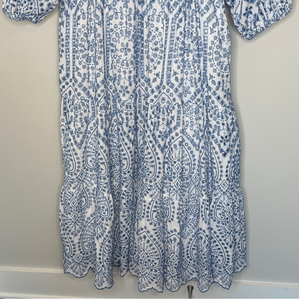 City Chic Brodie 2 Tone Eyelet Maxi Dress Cottagecore Preppy Size Small (16) - Picture 14 of 15